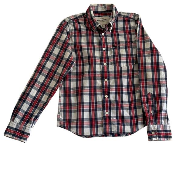 Abercrombie Fitch Plaid Button Up Long Sleeve Boys Size Lg Shirt - Picture 2 of 5